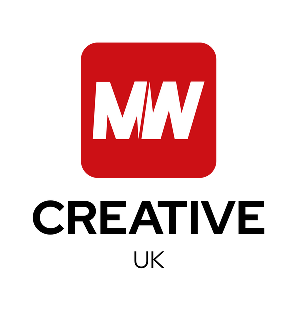 Logo of MW Creative UK with a red square and white letters on a white background